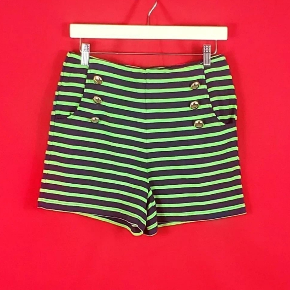 NEW SAIL TO SABLE SAILOR NAVY GRASS STRIPE SHORTS Size XS